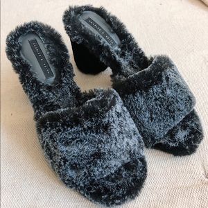 Faux fur heels